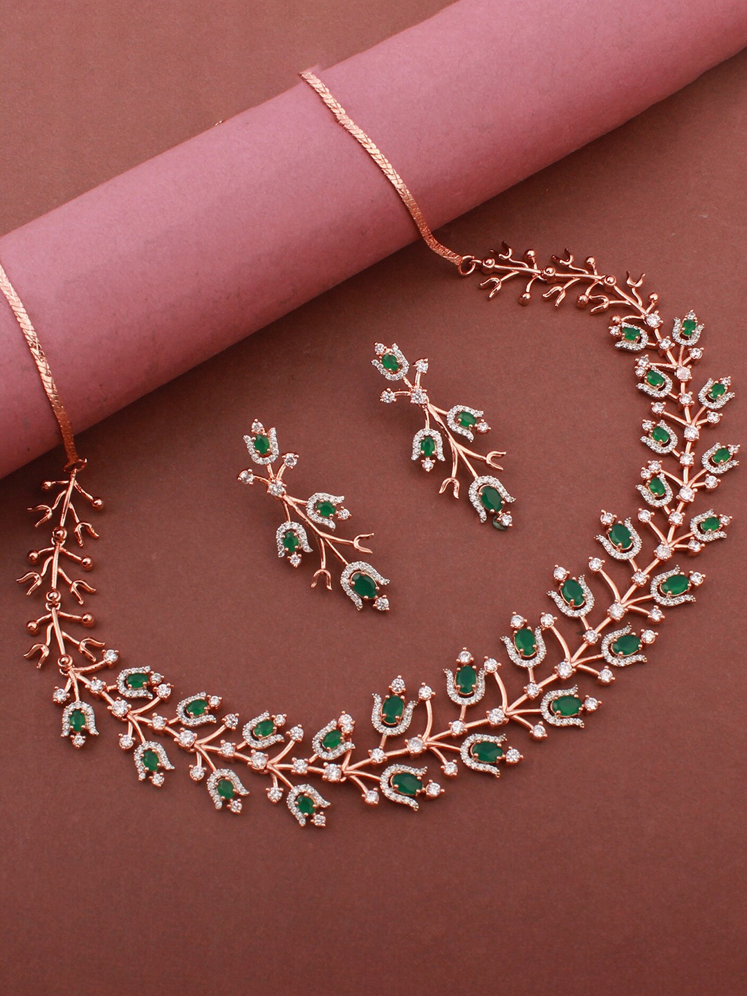 

Mirana Rose Gold Plated Cz-Studded Jewellery Set