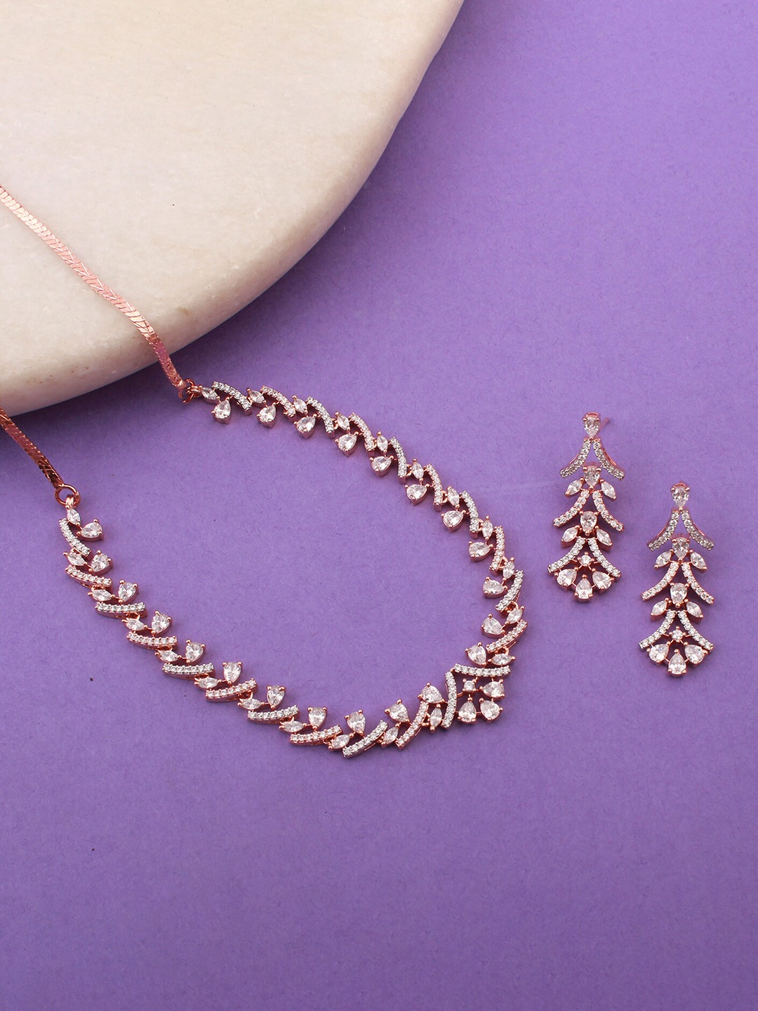 

Mirana Rose Gold Plated Cz-Studded Jewellery Set