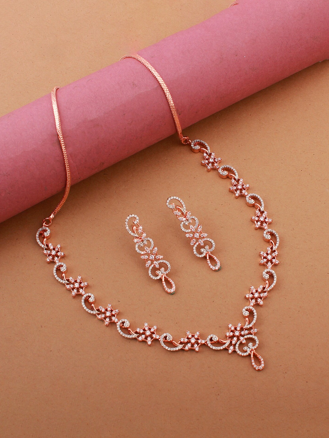 

Mirana Rose Gold Plated Cz-Studded Jewellery Set