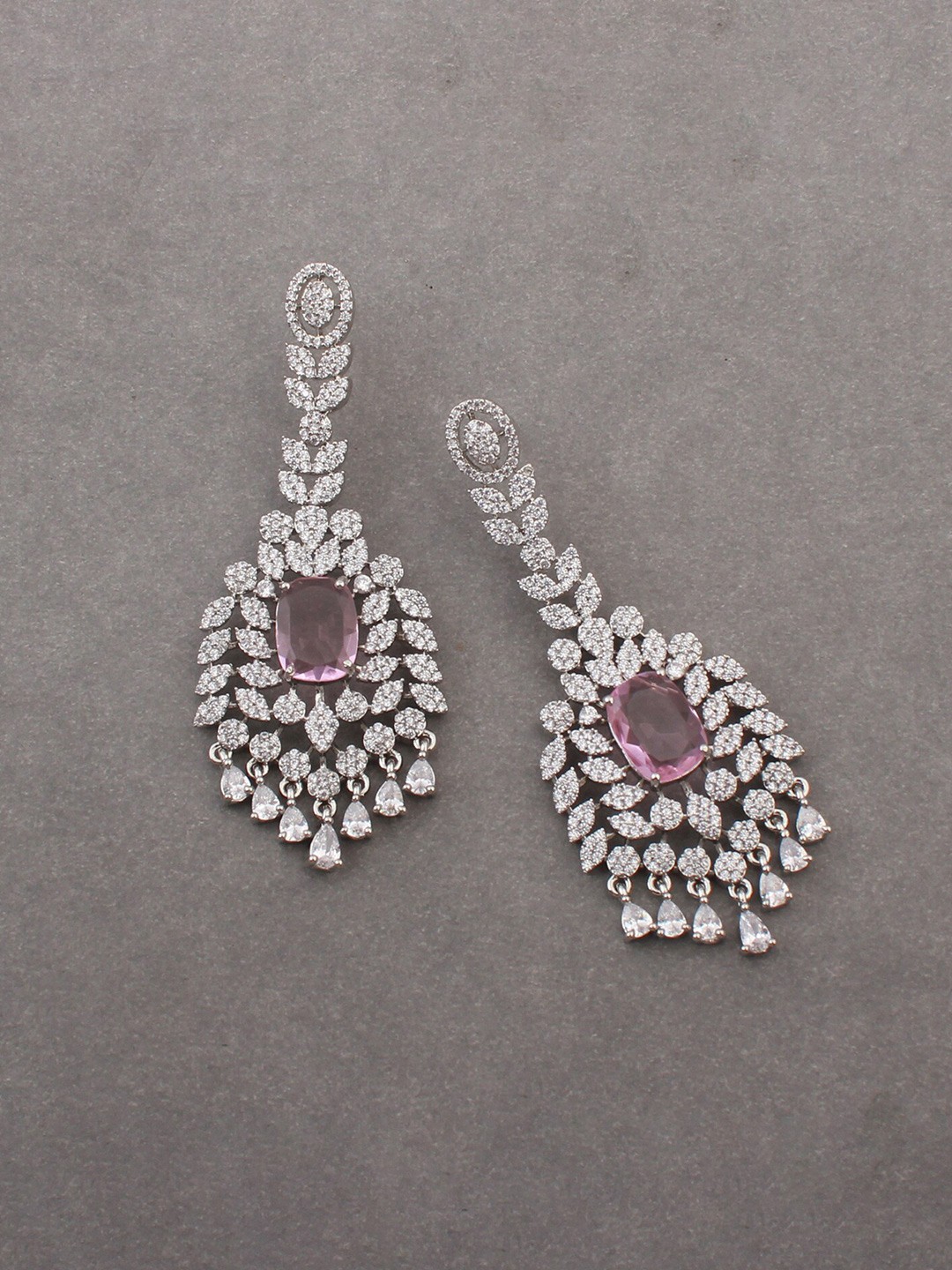 

Mirana Rhodium Plated Cz-Studded Jewellery Set, Silver
