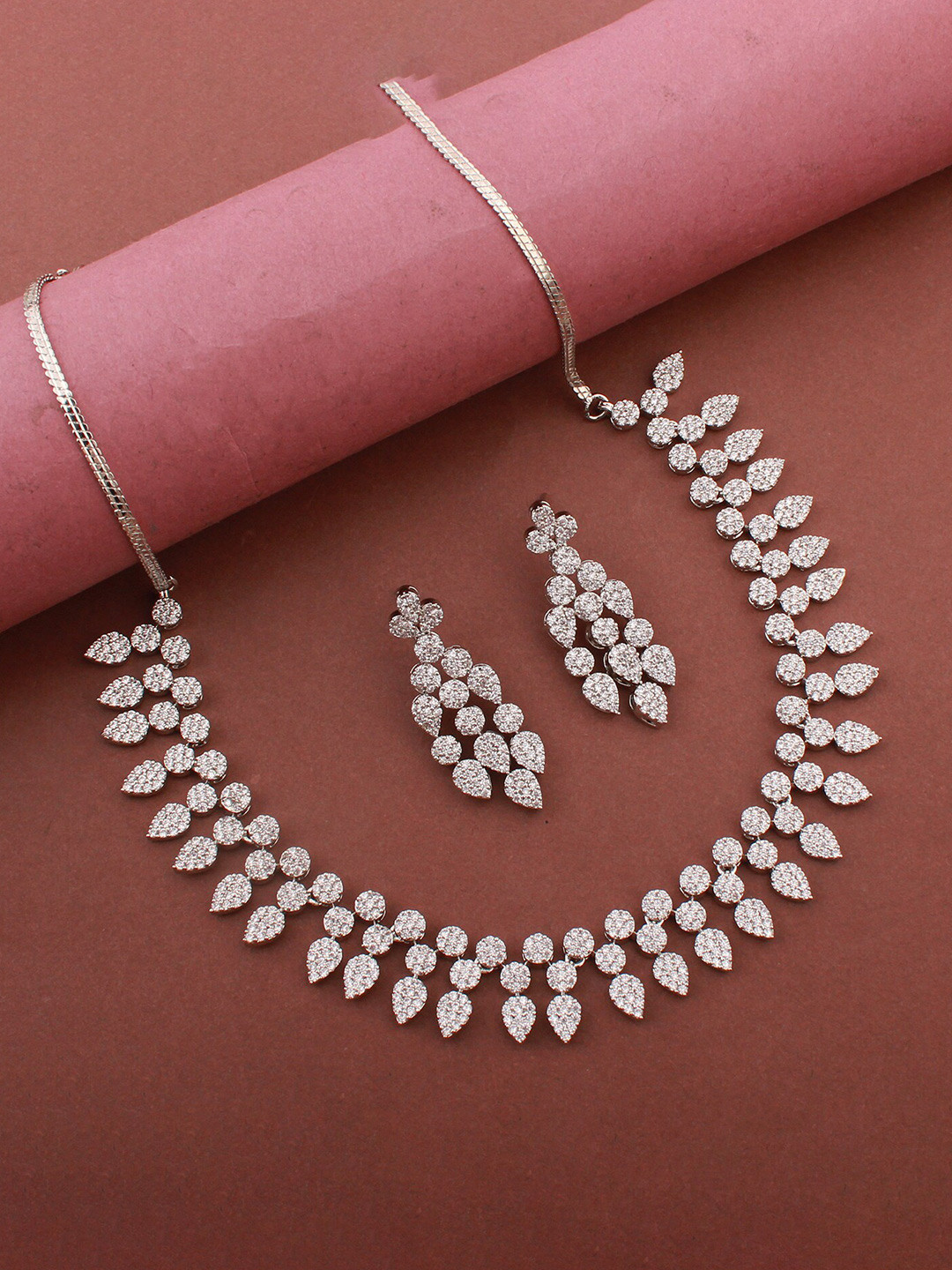

Mirana Rhodium Plated Cubic Zirconia Jewellery Set, Silver