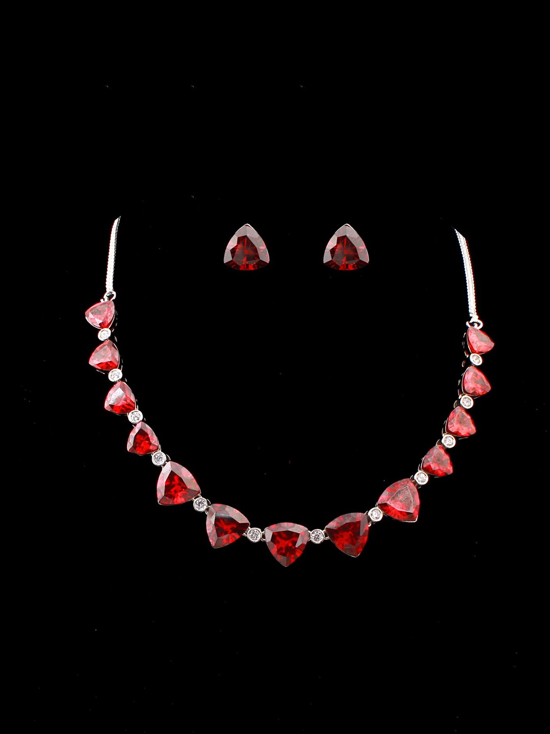 

Mirana Rhodium Plated CZ-Studded Jewellery Set, Silver