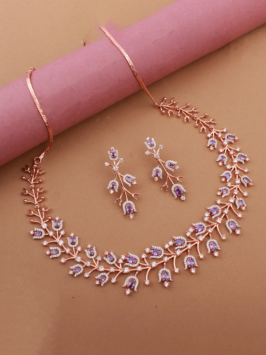 

Mirana Rose Gold Plated & CZ Studded Jewellery Set