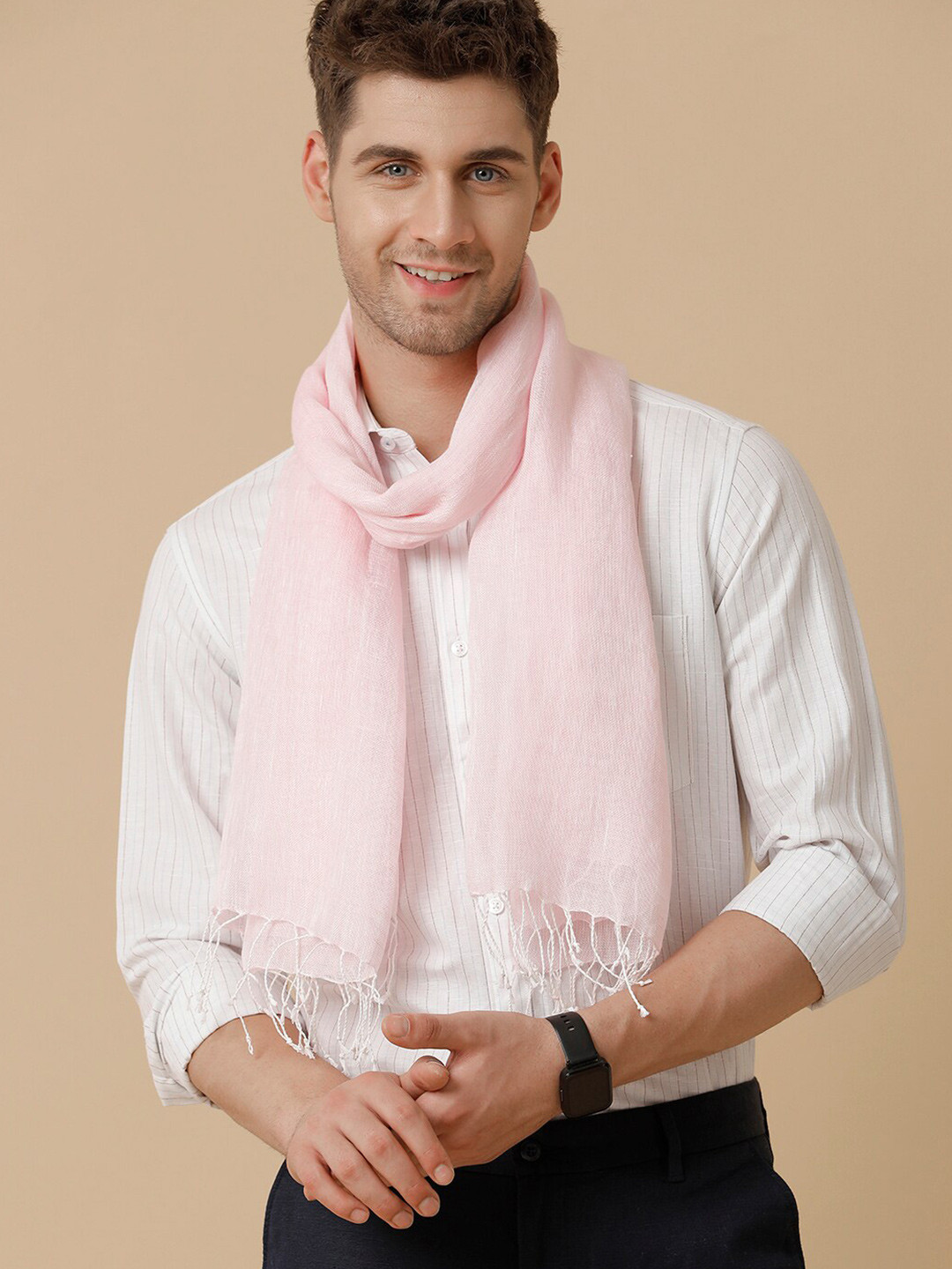 

Linen Club Unisex Pure Linen Stole, Pink