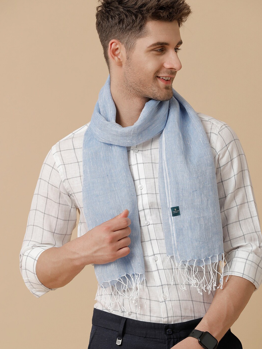 

Linen Club Unisex Pure Linen Stole, Blue