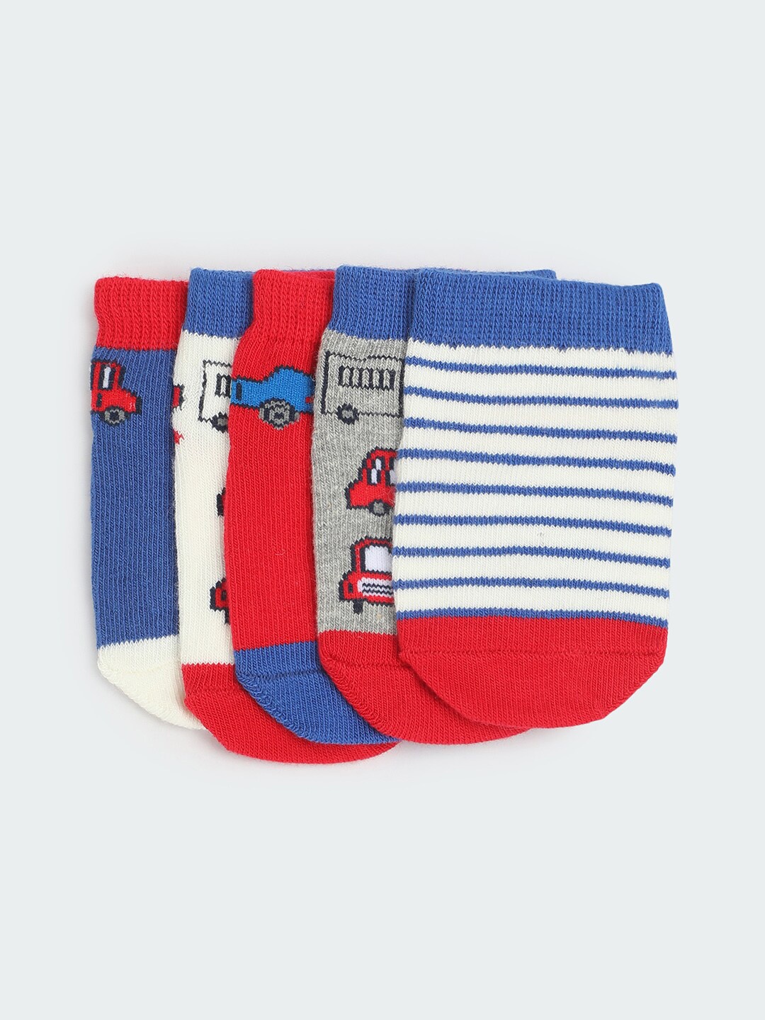

max Men Pack Of 5 Patterned Ankle Length Socks, Red
