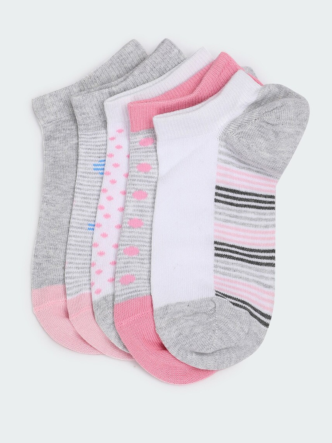 

max Women Pack Of 5 Patterned Ankle Length Socks, Pink
