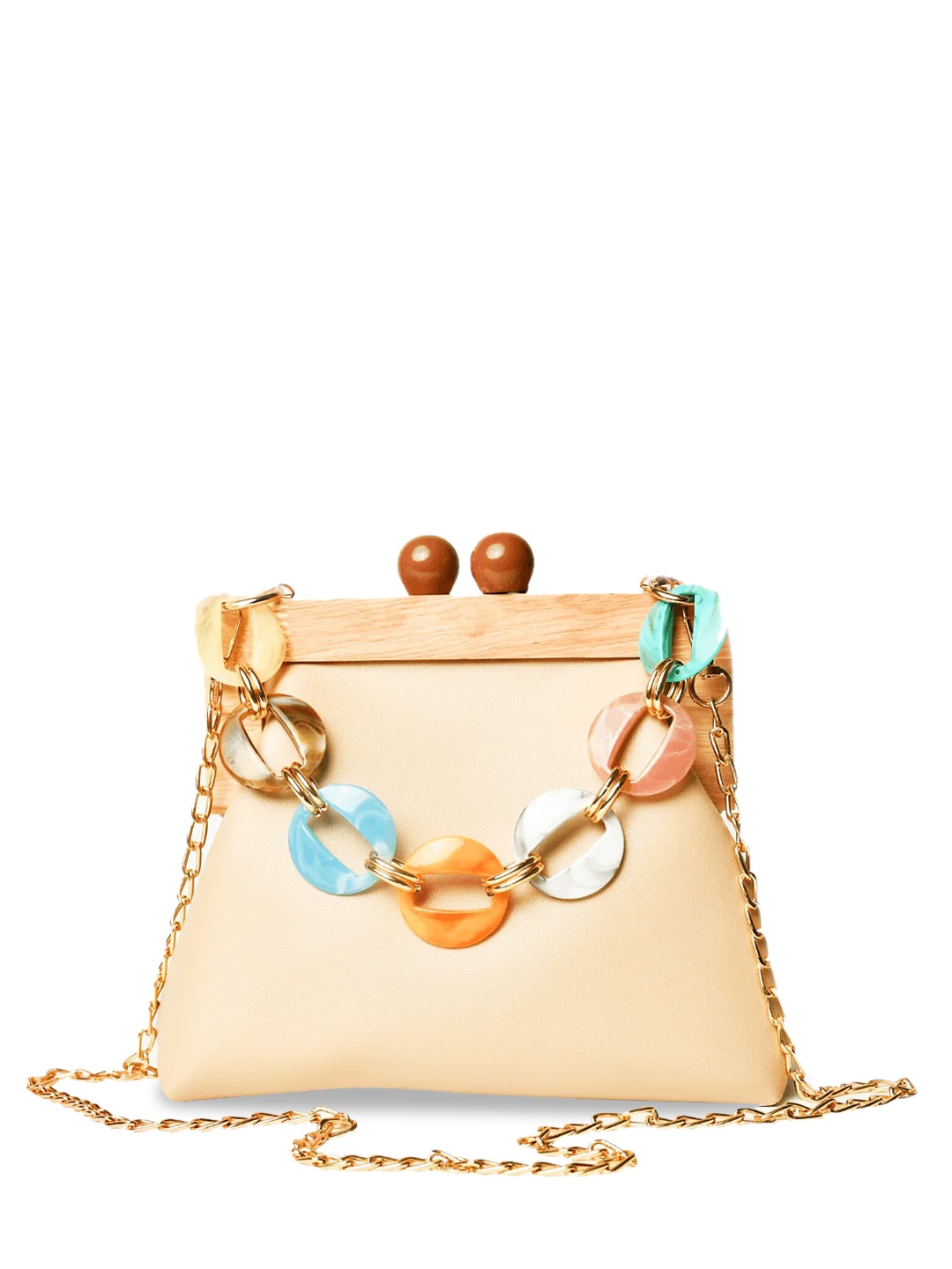 

INKMILAN Structured Wooden Frame Boho Sling Bag, Khaki