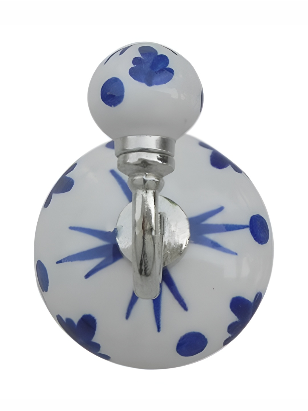 

Indianshelf Blue & White Floral Printed Metal & Ceramic Wall Hook