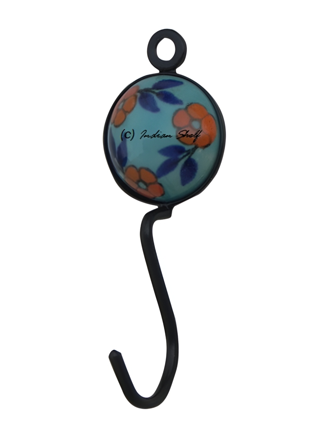 

Indianshelf Blue & Black Floral Printed Wall Hook Key Holder