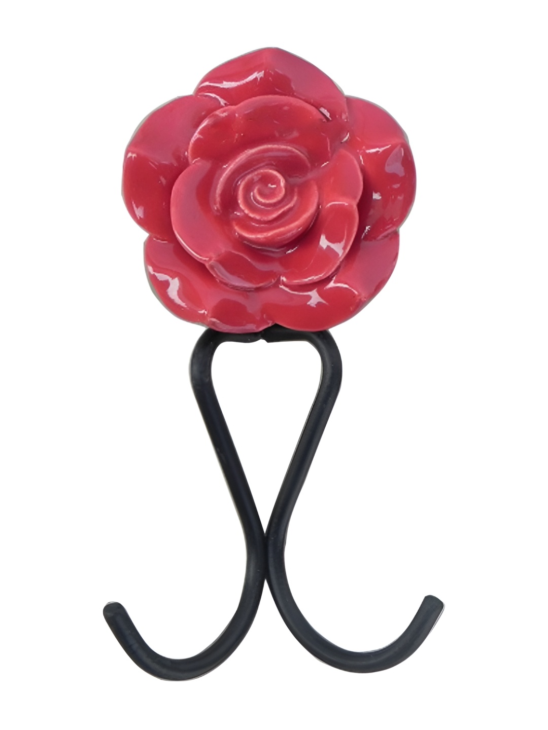 

Indianshelf Red Ceramic Flower Wall Hooks Key Holder