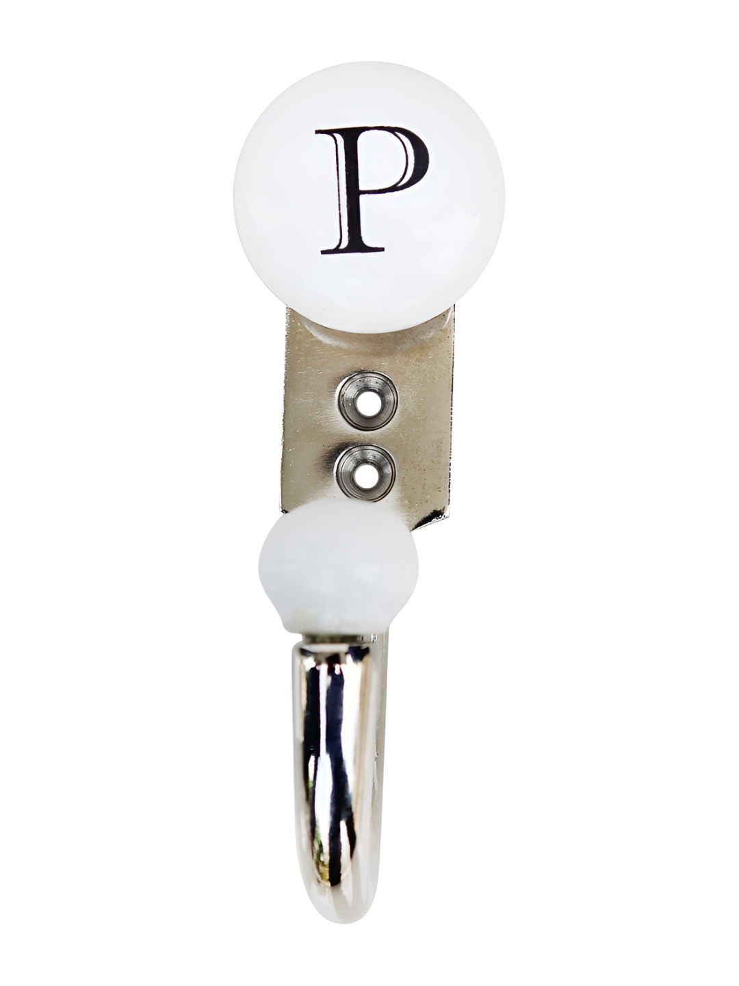 

Indianshelf White & Black P Alphabet Printed Ceramic Wall Hook Key Holder
