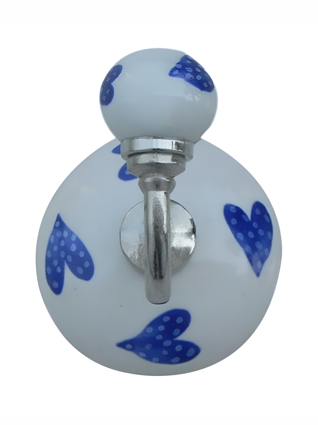 

Indianshelf White & Blue Heart Printed Ceramic Wall Hook Key Holder