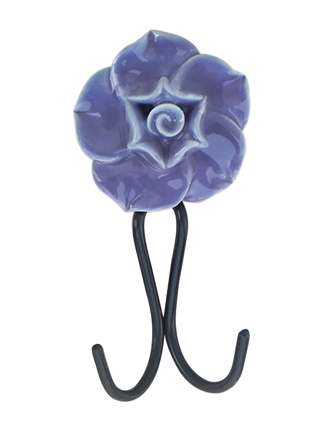 

Indianshelf Purple & Black Rose Shaped Ceramic Wall Hook Key Holder