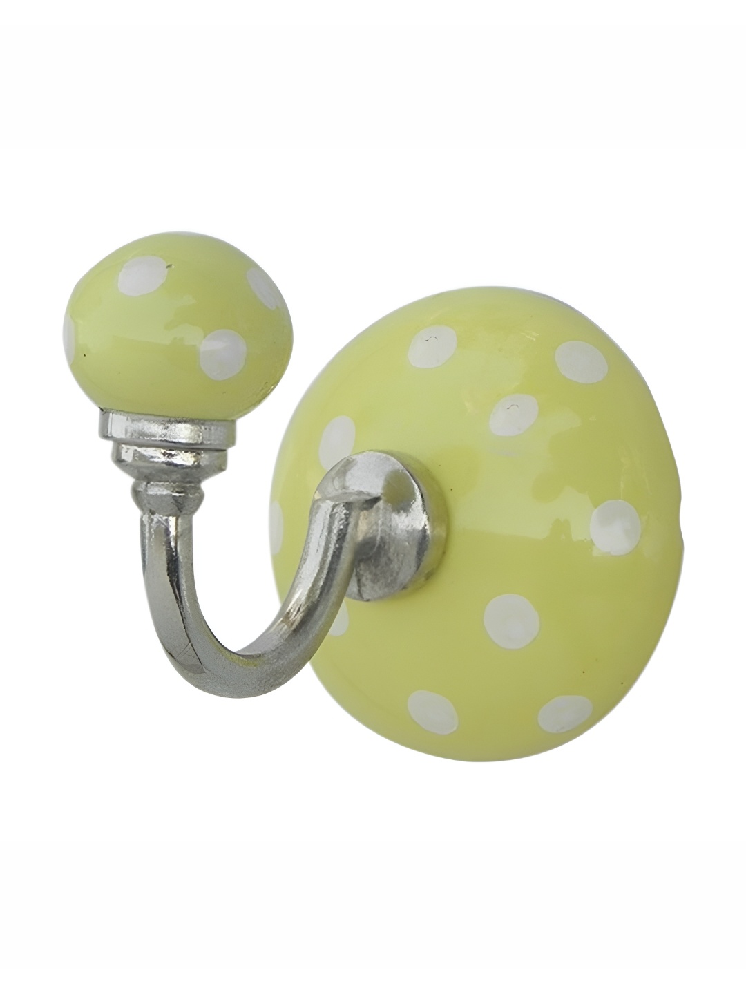 

Indianshelf Yellow & White Dotted Printed Ceramic Wall Hook Key Holder
