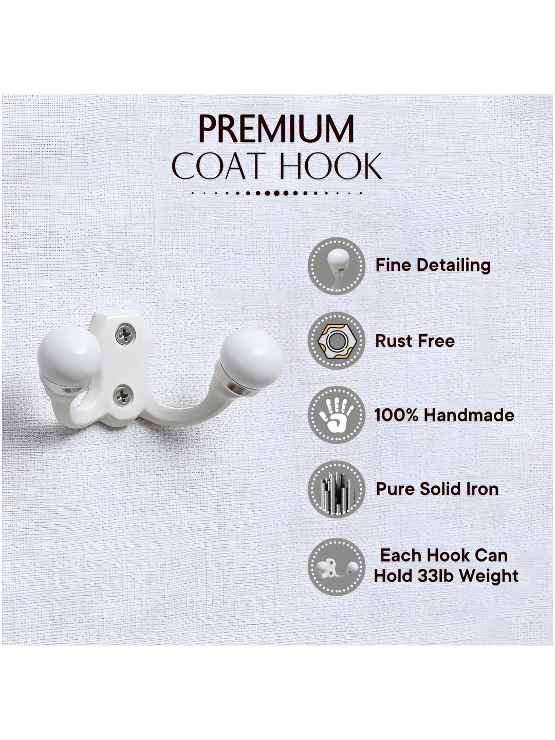

Indianshelf White Double Loop Iron Wall Hook