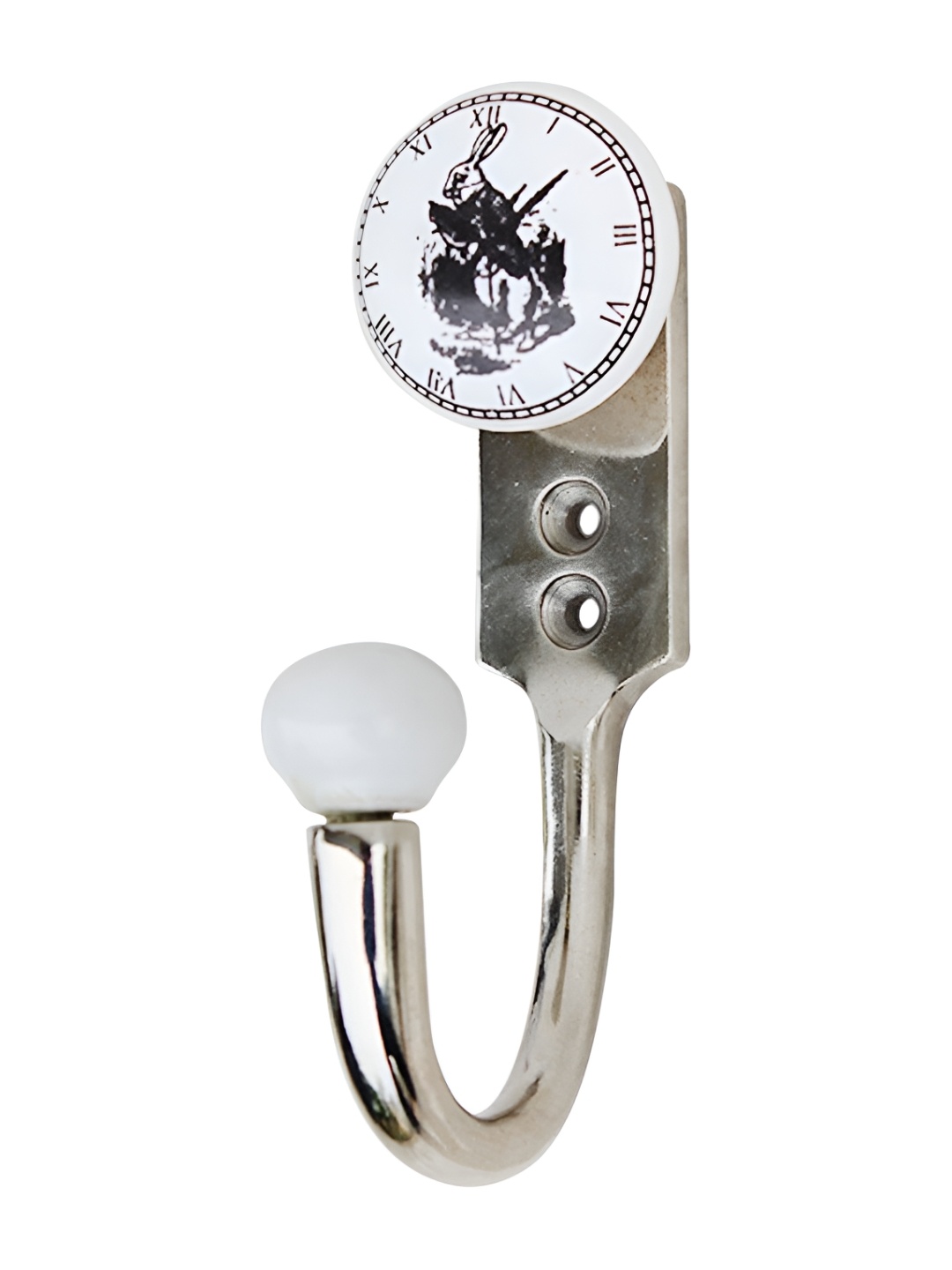 

Indianshelf White & Black Rabbit Clock Wall Hooks Key Holder