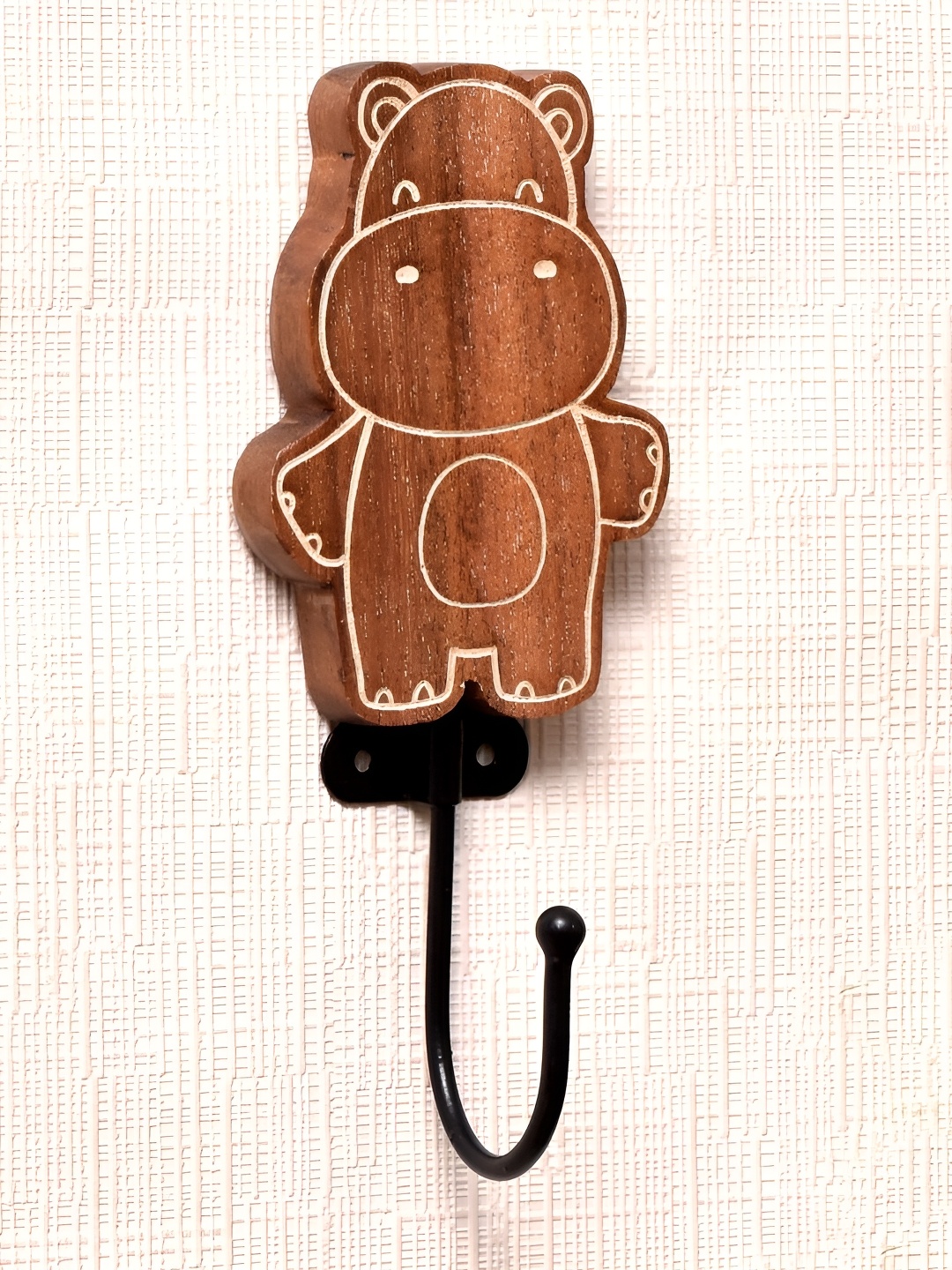 

Indianshelf Brown Wooden Hippo Wall Hooks Key Holder