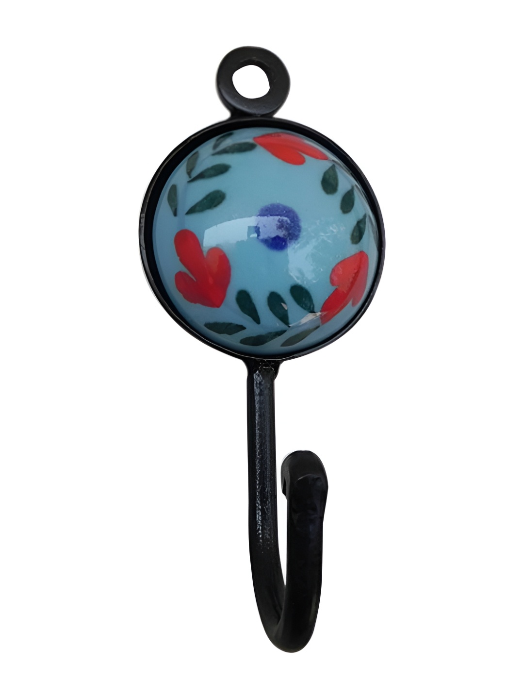 

Indianshelf Blue & Black Floral Printed Wall Key Holder, Green
