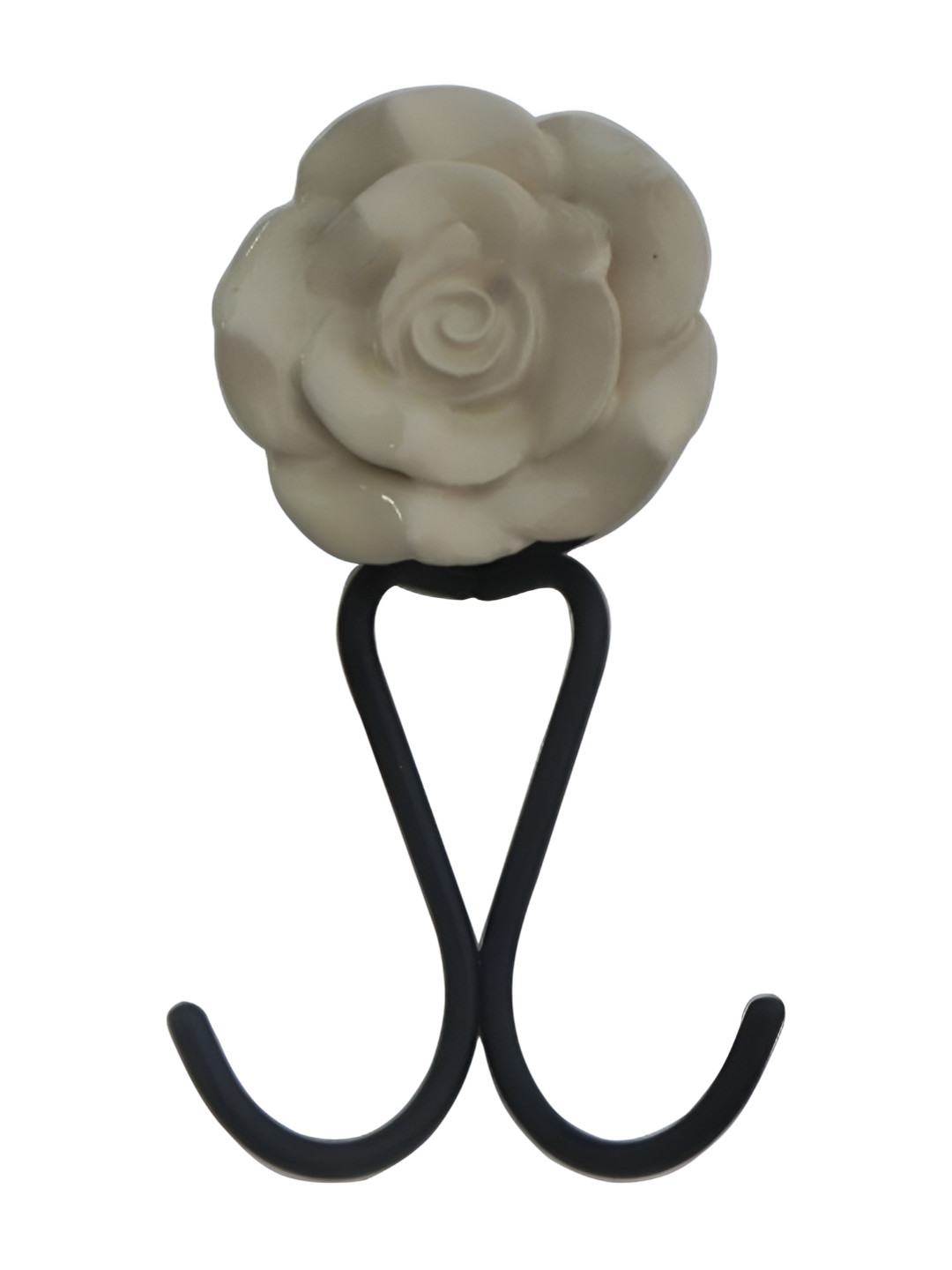 

Indianshelf Cream-Coloured Rose Shape Metal & Ceramic Wall Hook