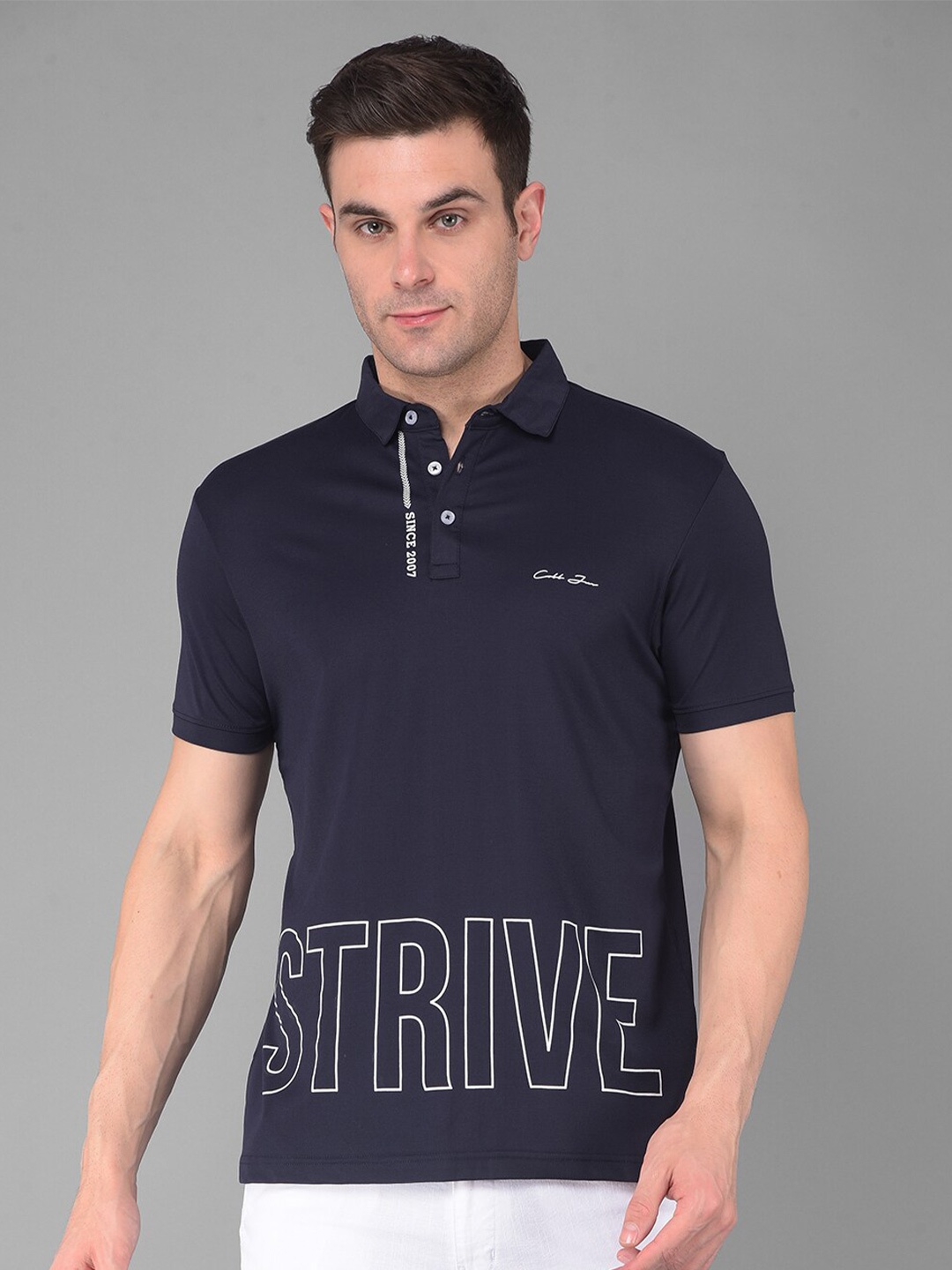 

COBB Polo Collar Short Sleeves Cotton T-shirt, Navy blue