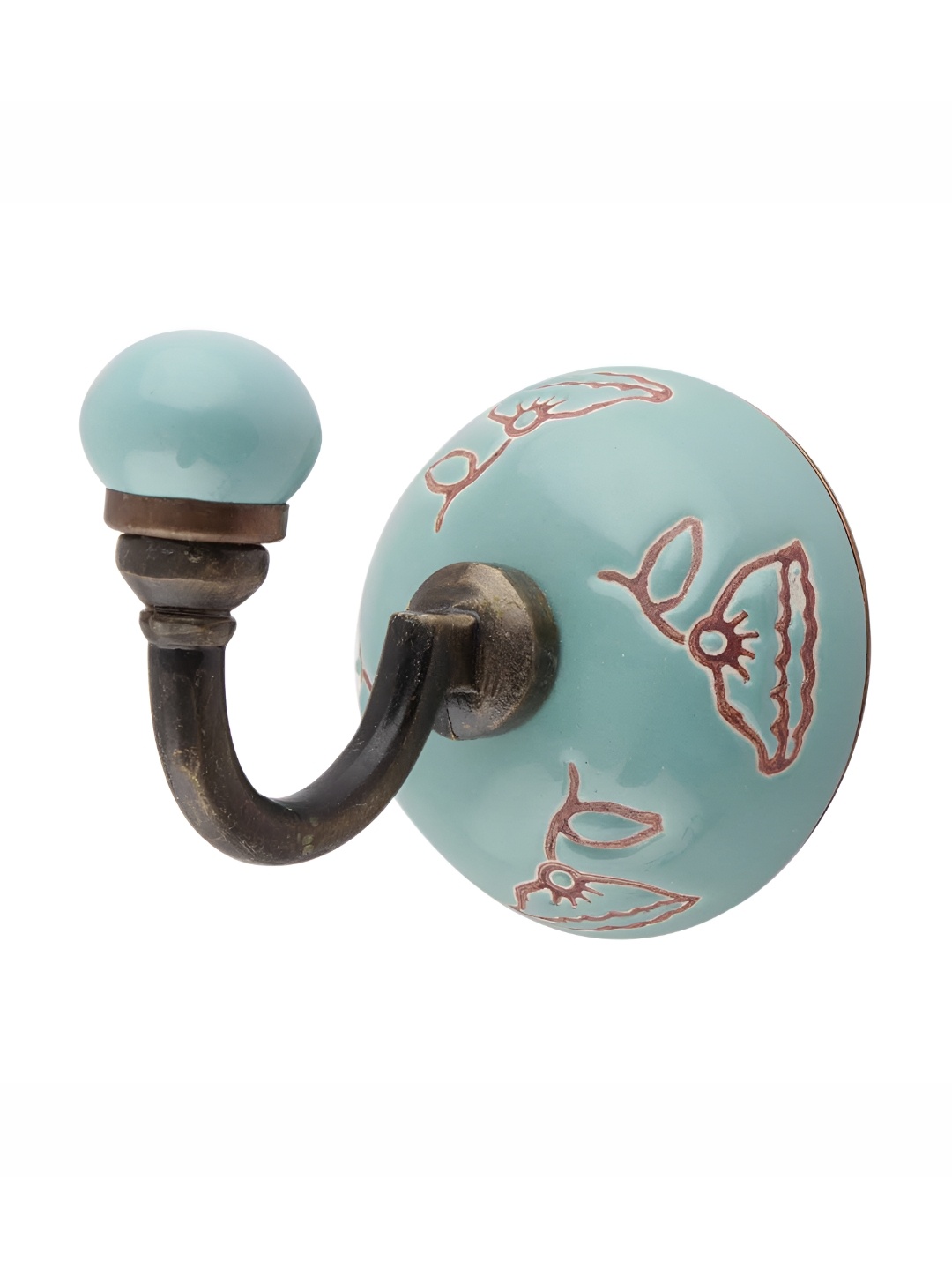 

Indianshelf Green Etched Ceramic Wall Hook & Holder