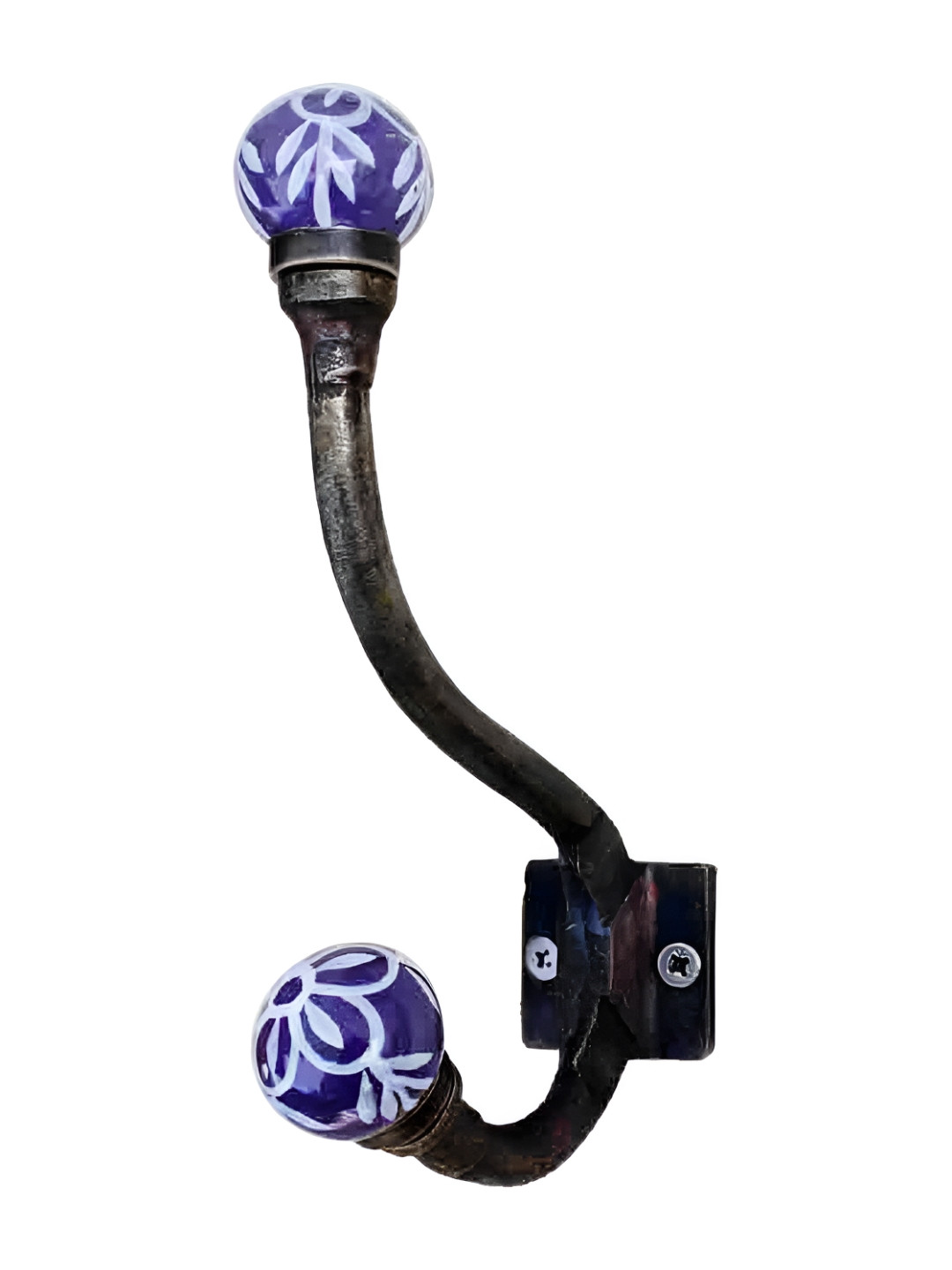 

Indianshelf Purple & White Floral Ceramic Wall Hook