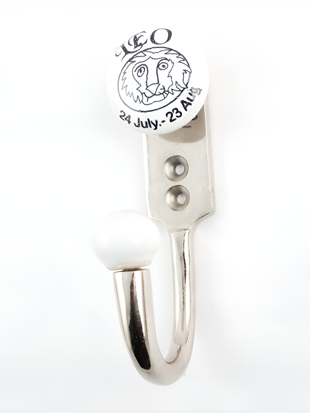 

Indianshelf White & Black Leo Printed Ceramic Wall Hook Key Holder