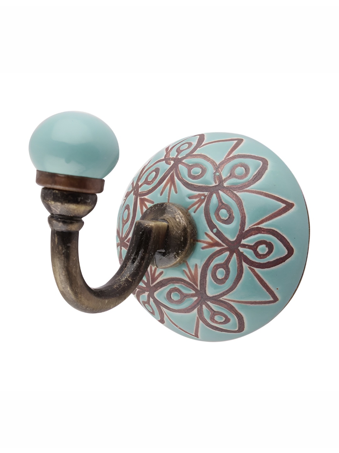 

Indianshelf Green Ceramic Etched Wall Hooks Key Holder