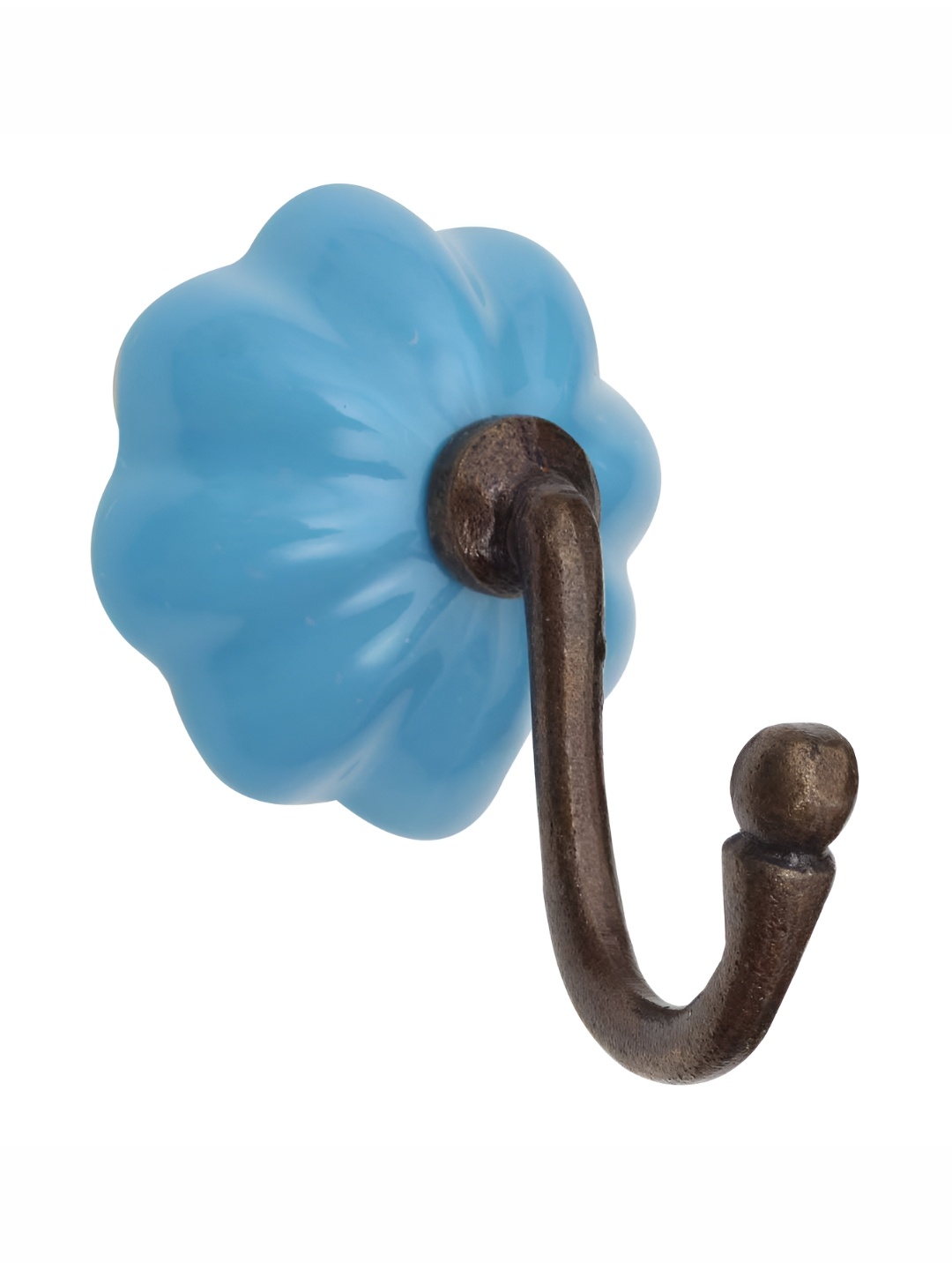 

Indianshelf Turquoise Blue Ceramic Melon Wall Hooks Key Holder