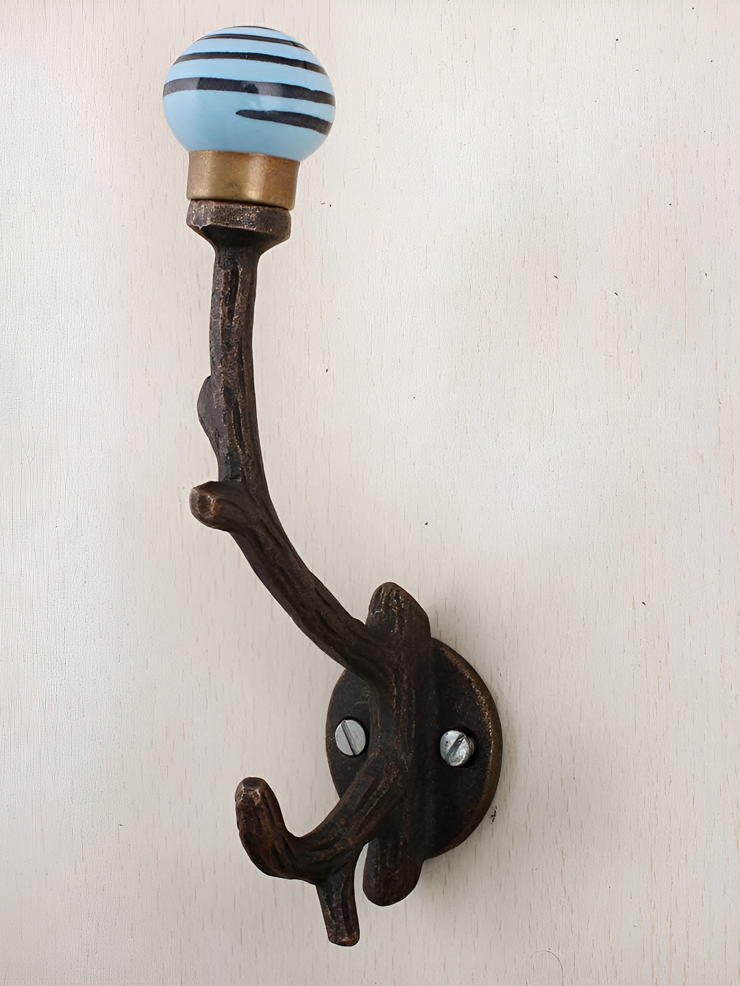 

Indianshelf Turquoise Blue Ceramic Strip Tree Wall Hooks Key Holder