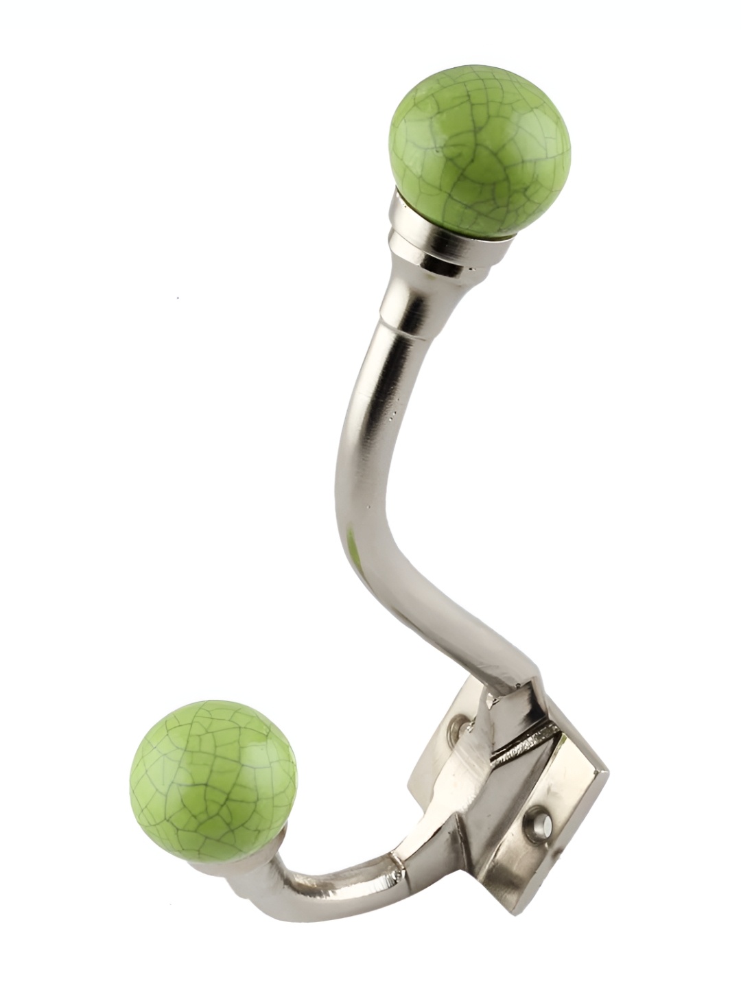 

Indianshelf Green Crackle Ceramic Wall Hook Key Holder, Lime green
