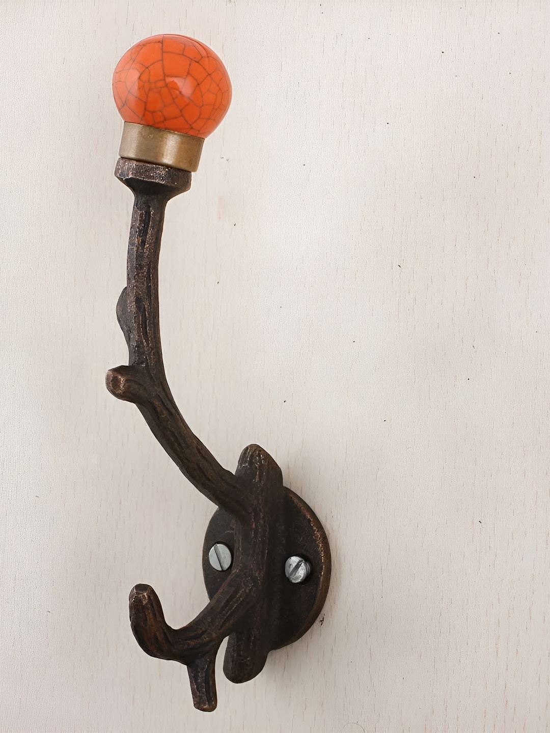 

Indianshelf Orange Colored Ceramic Crackle Tree Wall Hooks Key Holder