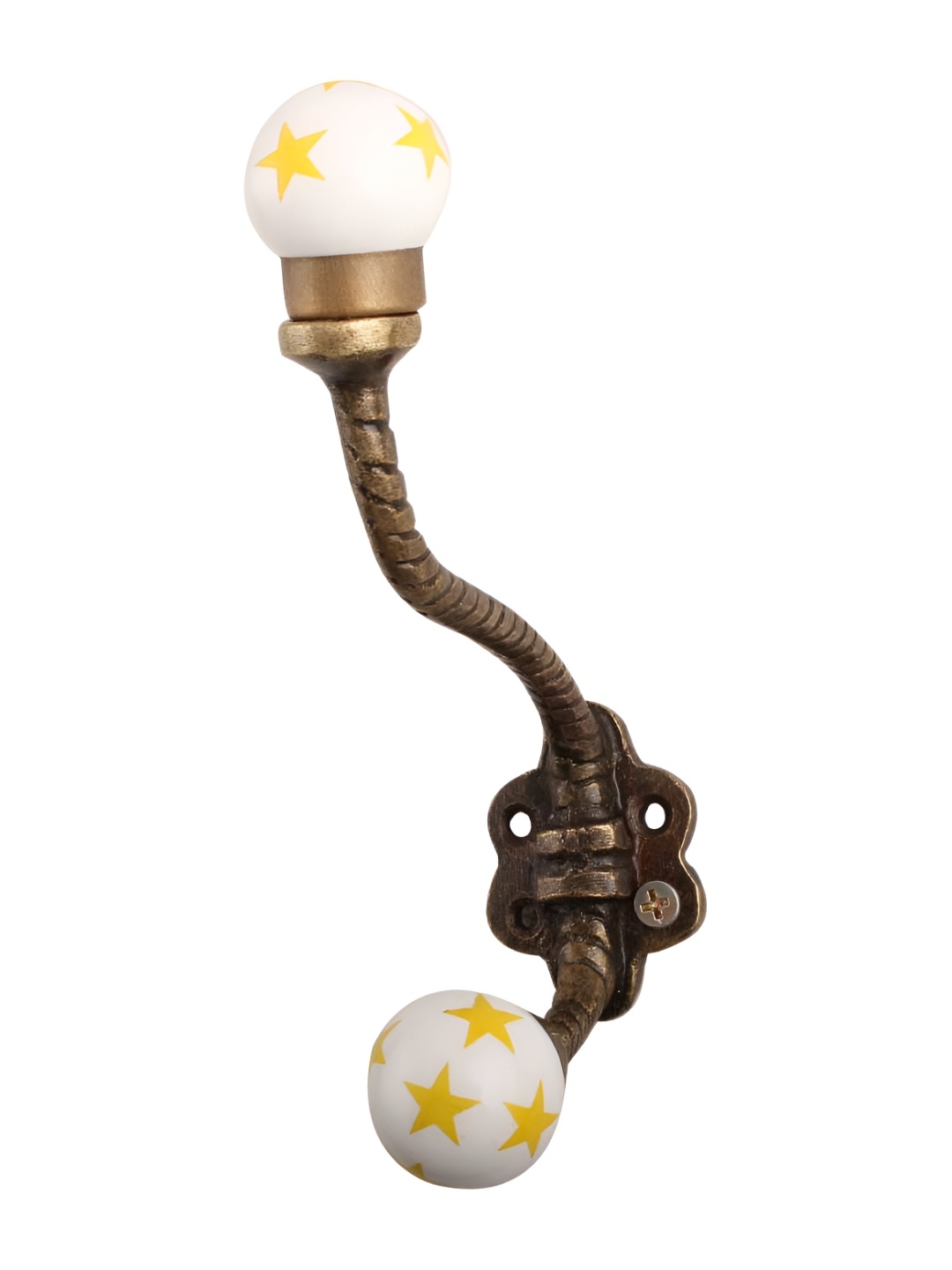 

Indianshelf Yellow Ceramic Star Floral Wall Hooks Key Holder
