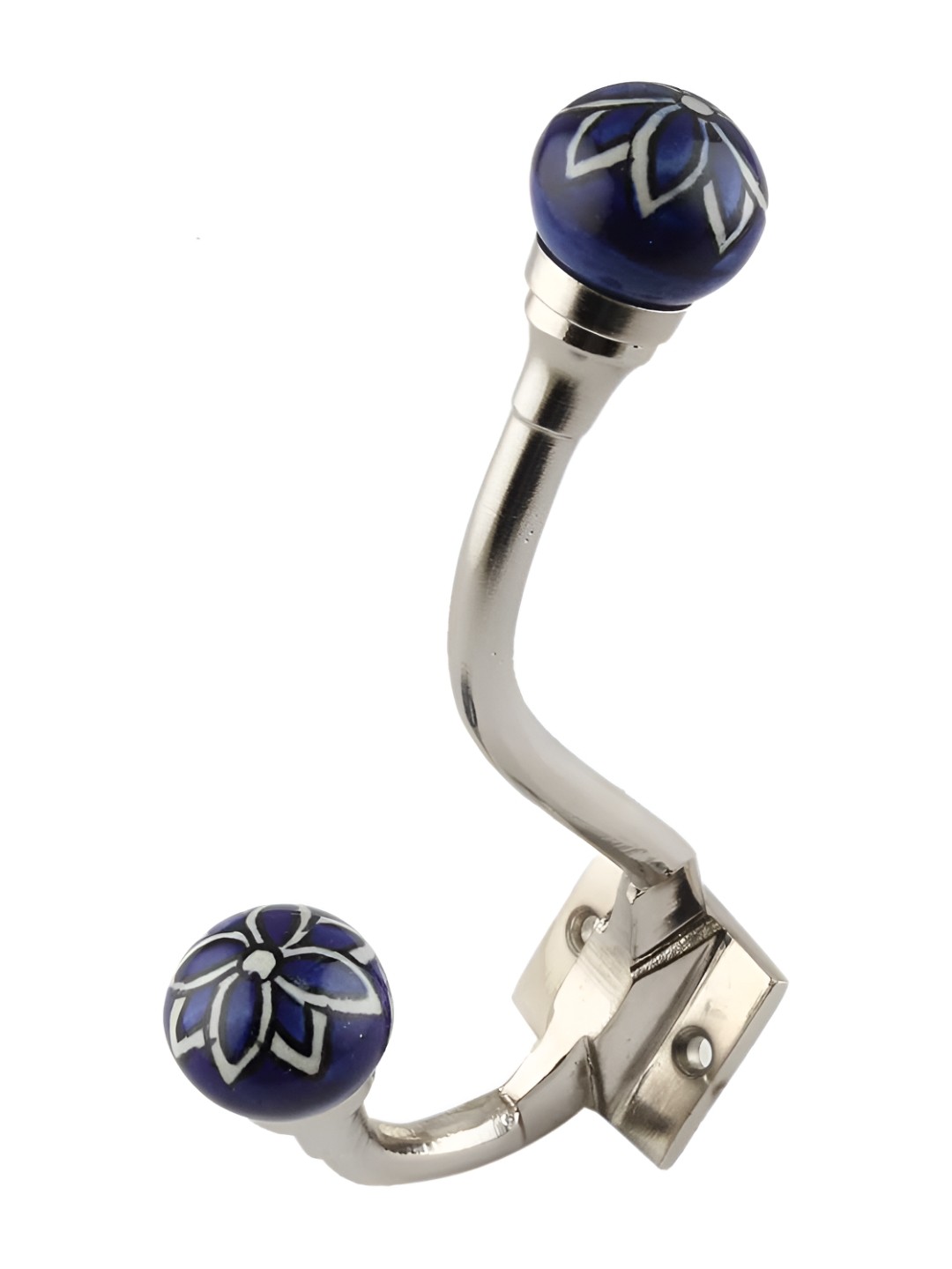 

Indianshelf White & Blue Floral Printed Ceramic Wall Hook Key Holder