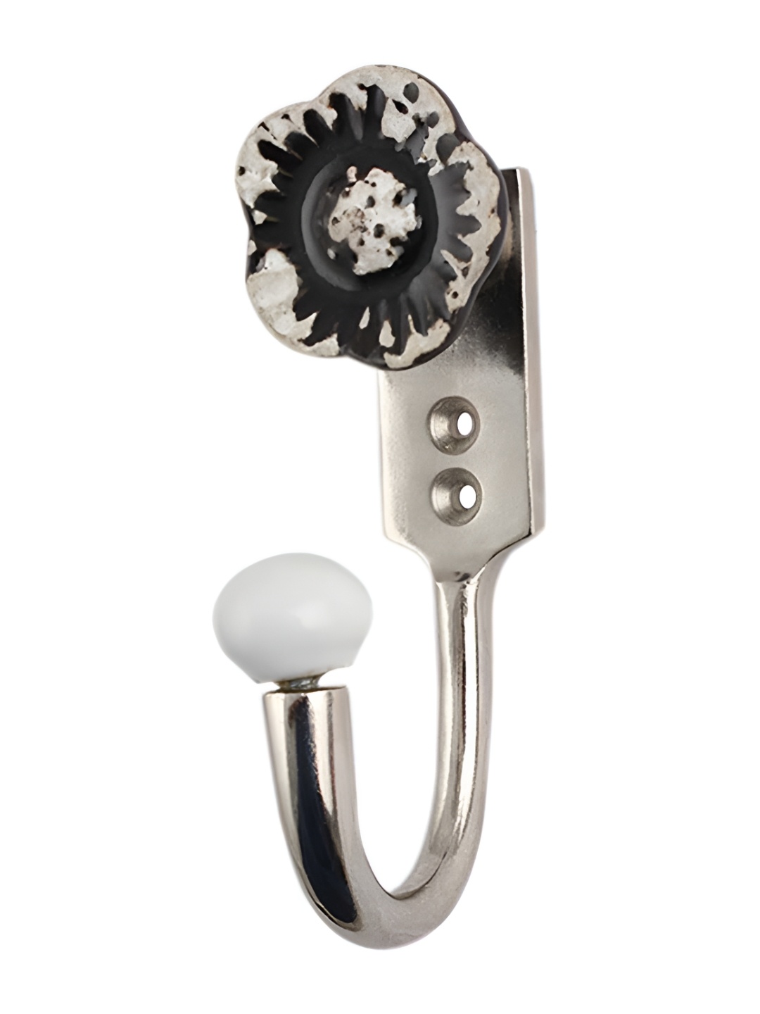 

Indianshelf Black & White Daffodils Shaped Ceramic Wall Hook Key Holder