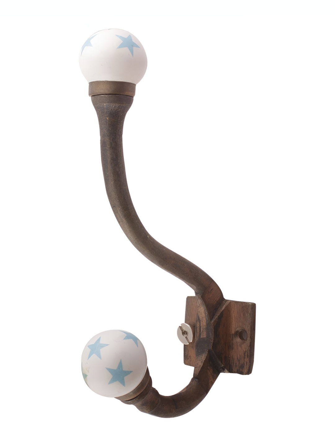 

Indianshelf White & Turquoise Blue Star Design Iron Wall Hook
