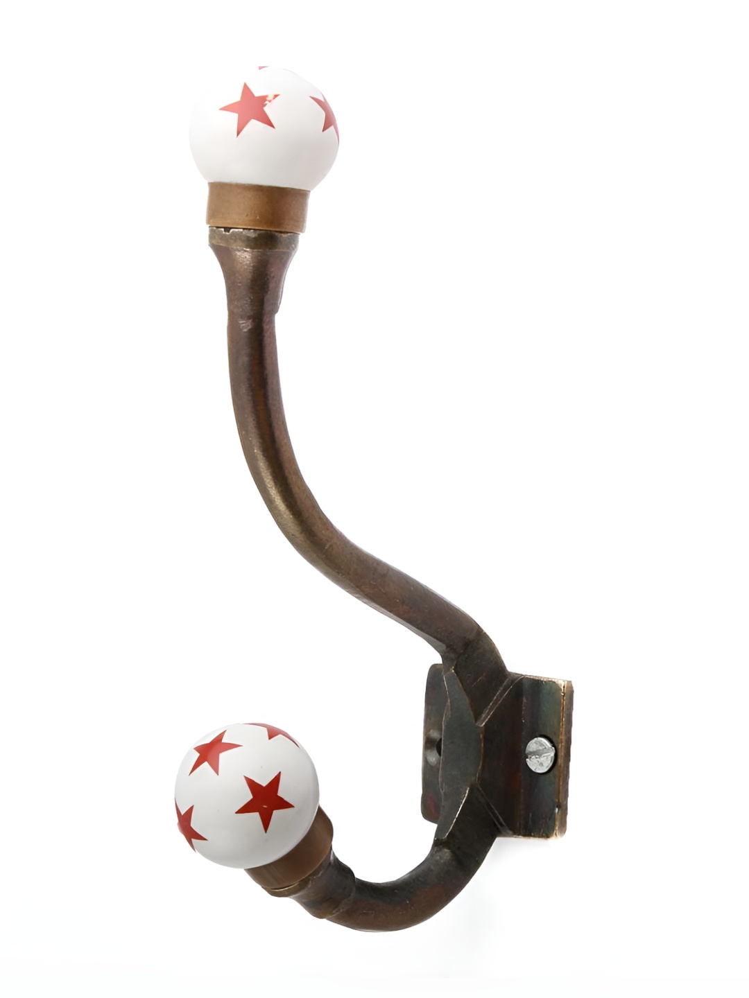 

Indianshelf White & Red Star Design Ceramic Wall Hook