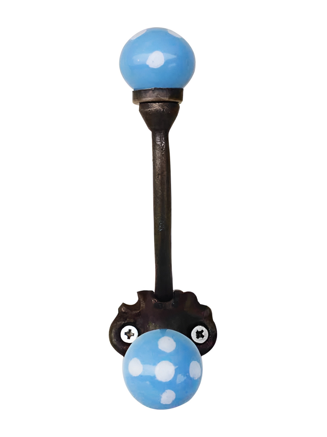 

Indianshelf Turquoise Blue & White Dot Printed J Shape Ceramic Wall Hook
