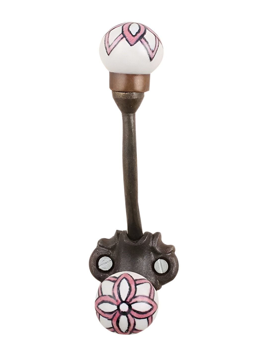 

Indianshelf Pink & White Floral Ceramic Wall Hooks Key Holder