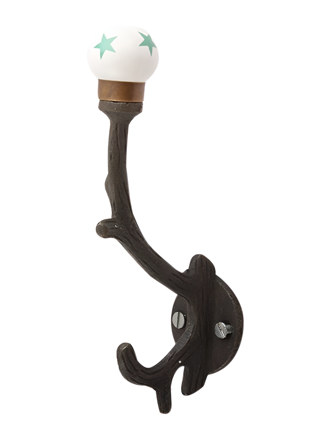 

Indianshelf White & Green Star Design Ceramic Wall Hook