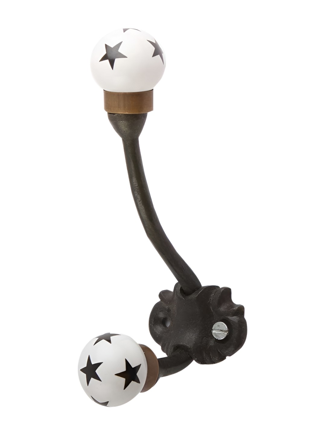

Indianshelf Black & White Star Printed J Shape Ceramic Wall Hook