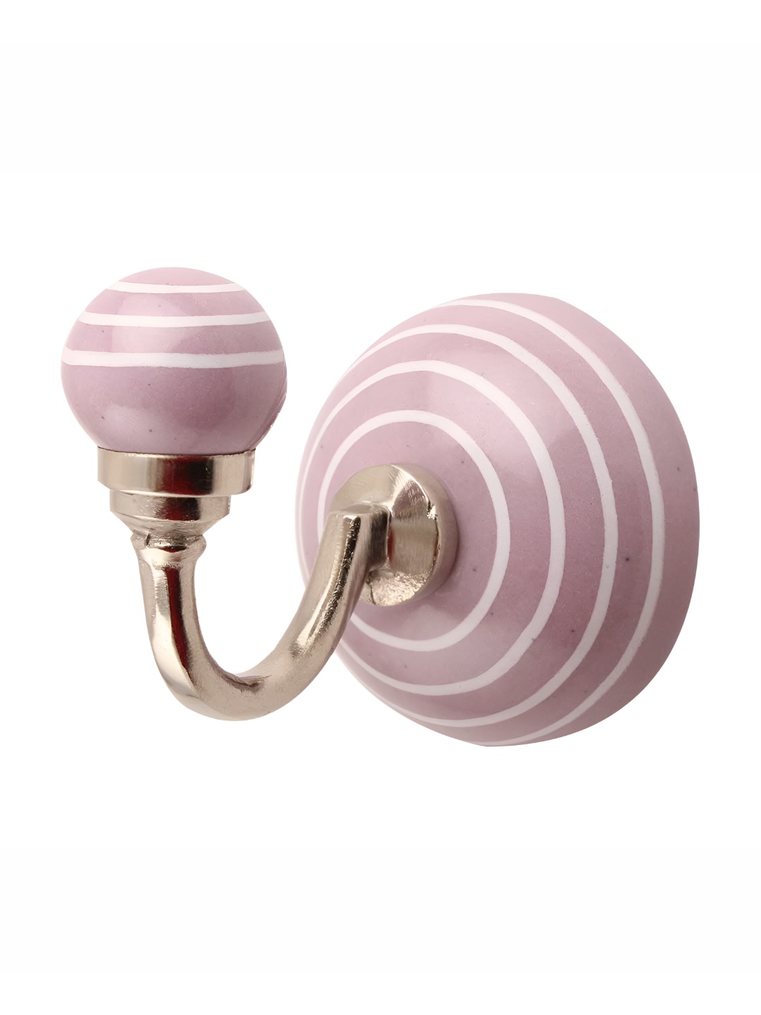

Indianshelf Pink & White Striped Ceramic Wall Hook Key Holder