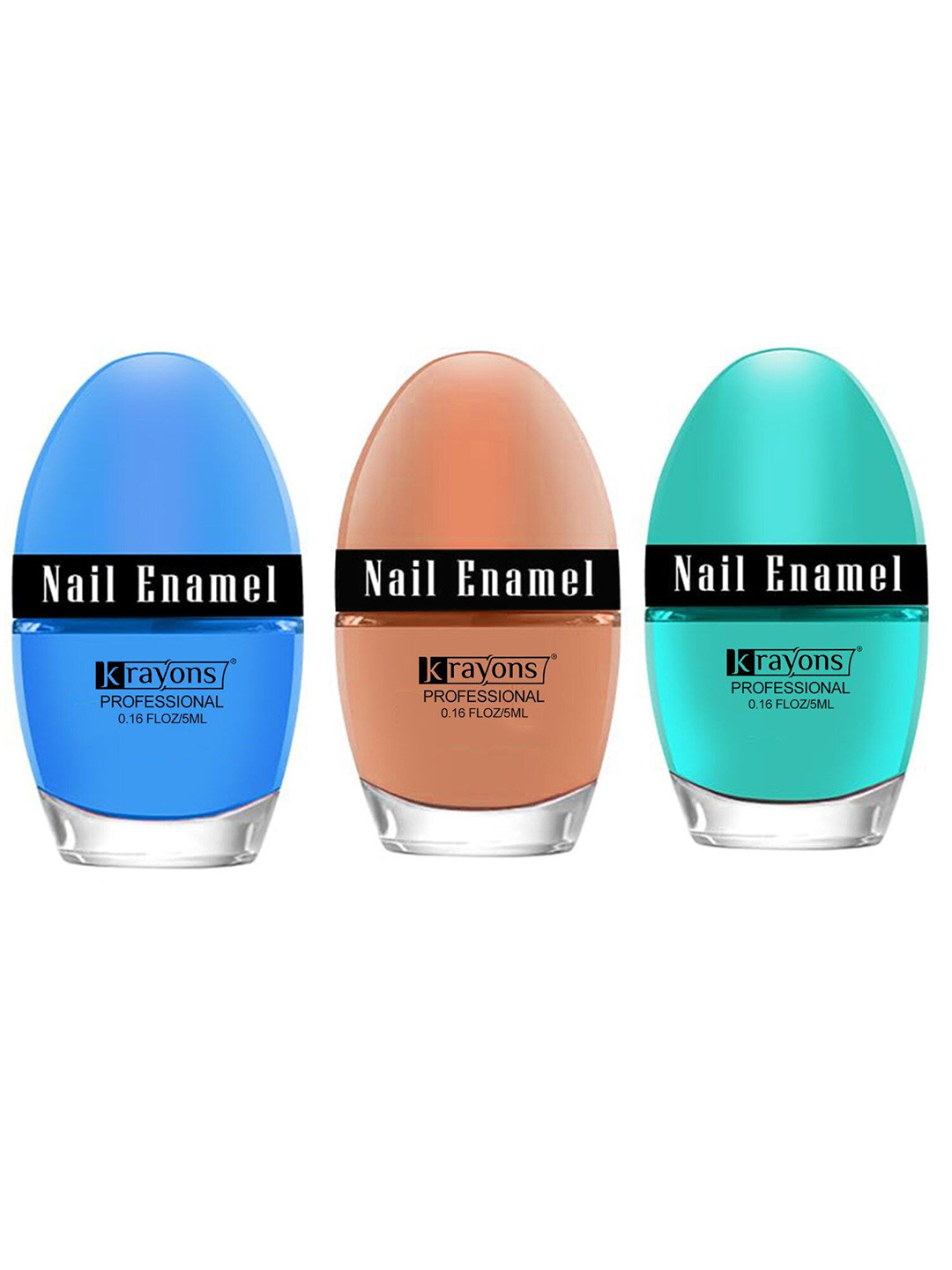 

krayons Set of 3 Professional Long Lasting Glossy Nail Enamel 5 ml each - Shade 9-23-64, Blue