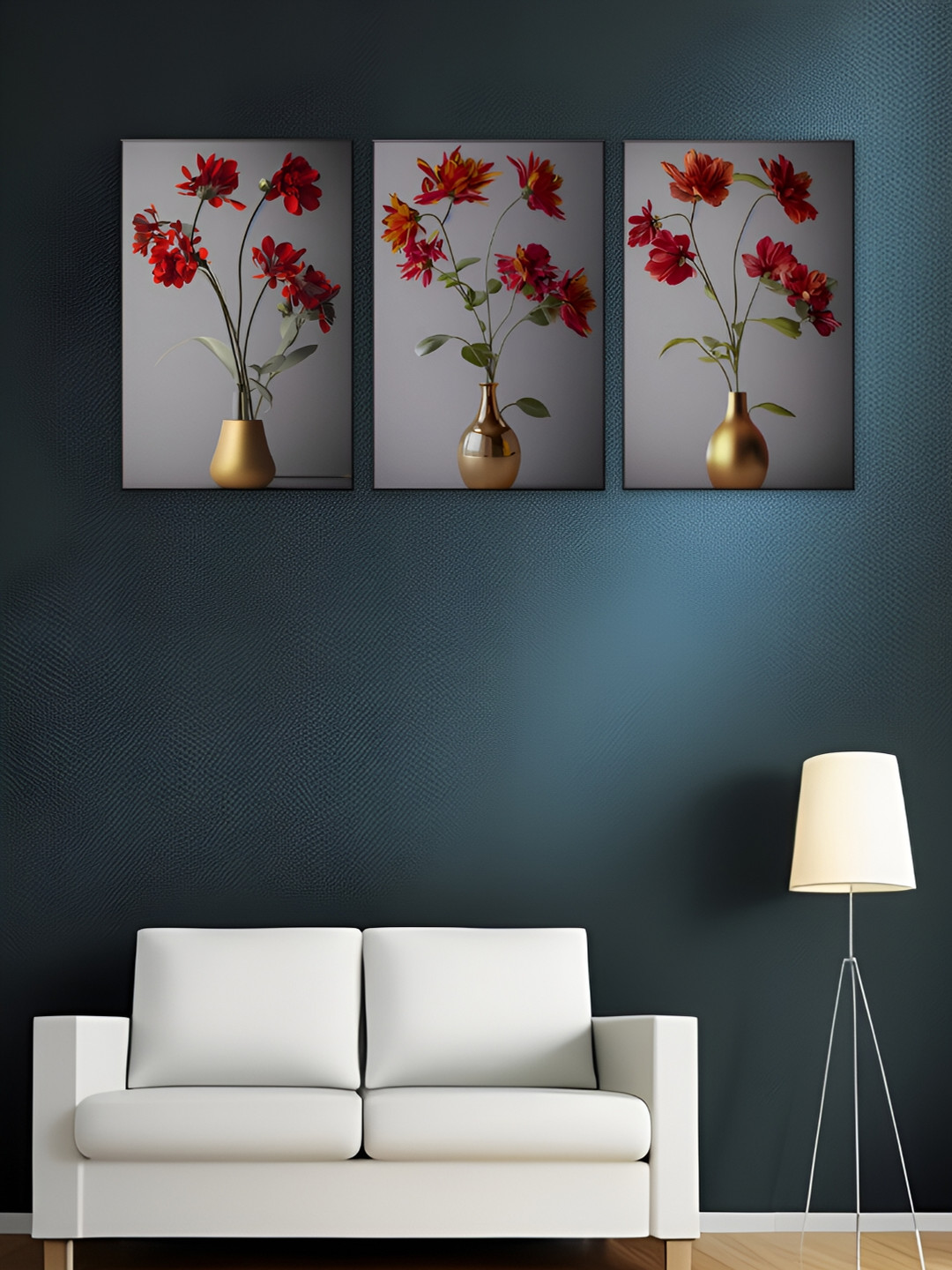 

WALLMAX Red & Green 3 Pieces Wooden Floral Wall Art