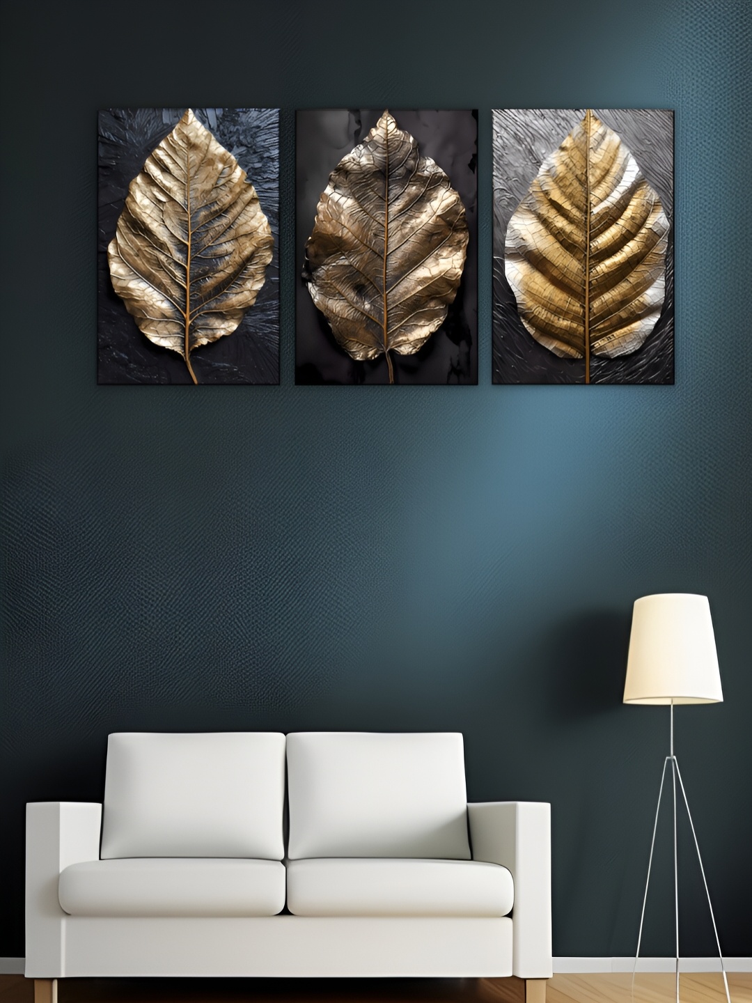 

WALLMAX God Toned & Black 3 Pieces Floral & Botanical Wooden Wall Arts
