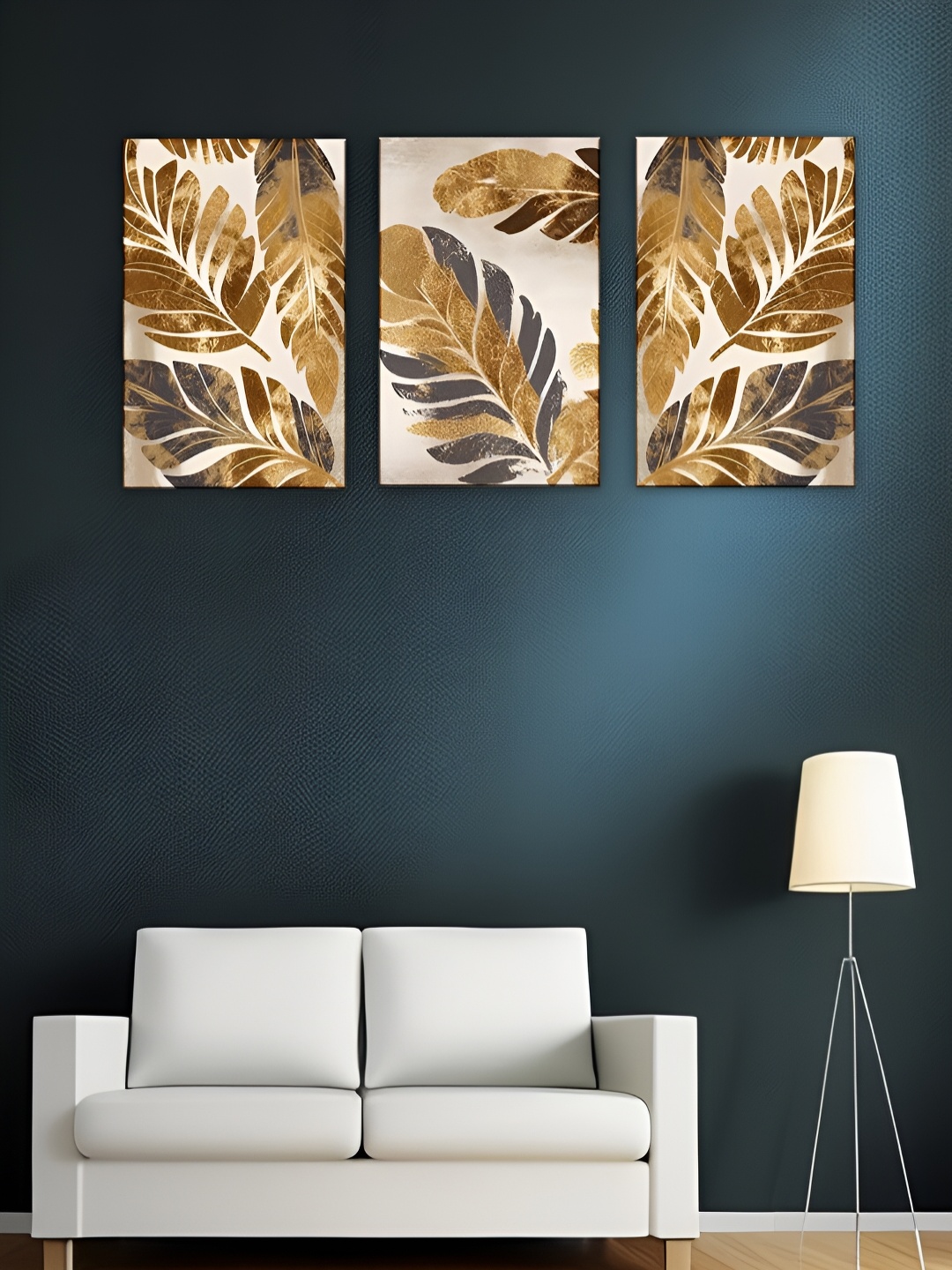 

WALLMAX White & Brown 3 Pieces Wooden Floral Wall Art