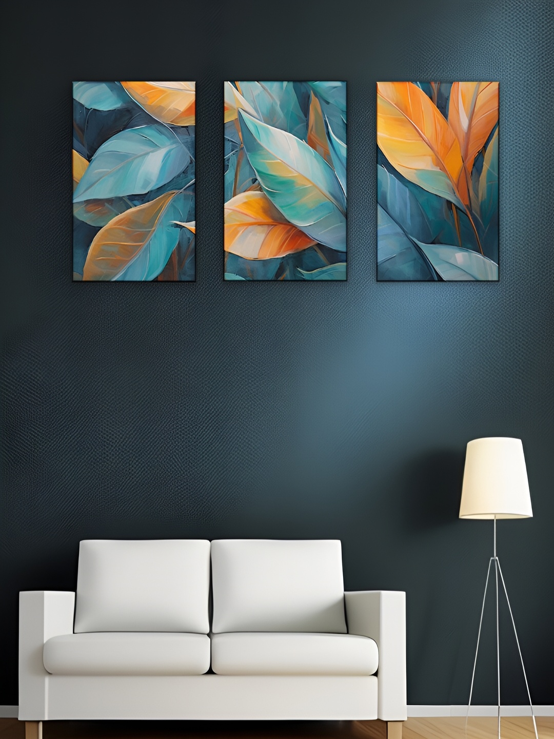 

WALLMAX Green & Orange 3 Pieces Floral & Botanical Wooden Wall Arts