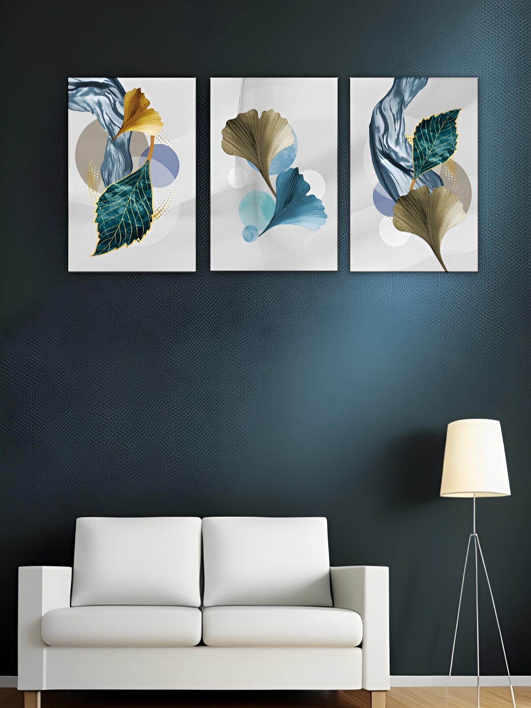 

WALLMAX White & Green 3 Pieces Wooden Floral Wall Art