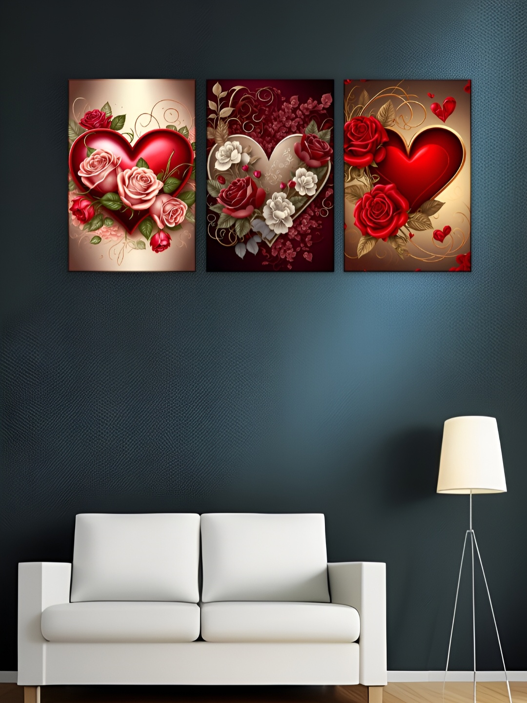 

WALLMAX White & Green 3 Pieces Wooden Floral Wall Art